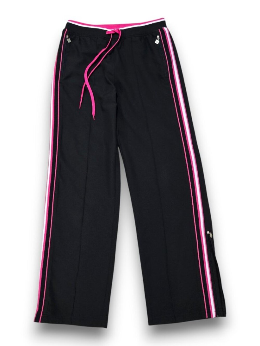 Women's SMALL Track Pants  Black Pink Stripe Athleisure Workout Y2K EVERLAST - Picture 5 of 16